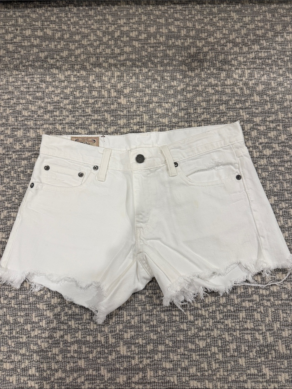 Polo by Ralph Lauren White Frayed-Hem Denim Shorts